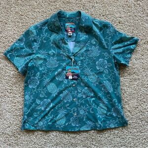 Men’s‎ Reyn Spooner Joe Kealoha Pineapple Floral Aloha Shirt Teal Size M